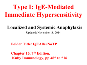 Type I: IgE-Mediated Immediate Hypersensitivity