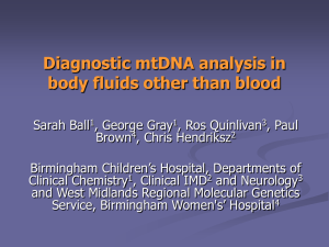 Diagnostic mtDNA analysis in body fluids other than blood