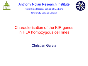 Characterisation of the KIR genes in HLA homozygous cell lines.