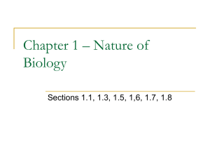 Chapter 1 – Nature of Biology