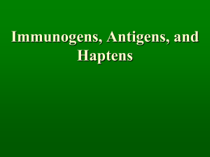 Immunogens, Antigens, and Haptens Initiation of immune response