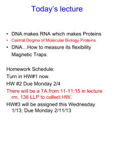 Lecture 4a (1/28/13) "Central Dogma"