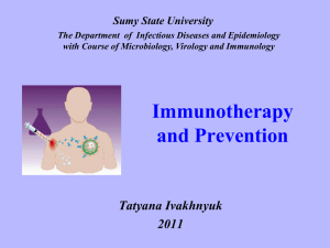Immunotherapy and Prevention