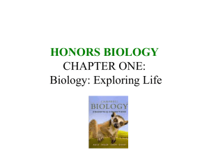 Honors Biology Chapter One Power Point