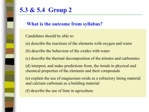 Inorganic chemistry: Group 2 (II)