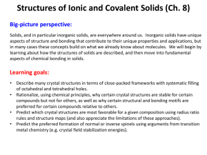 Chapter 8 - Ionic and Covalent Solids - Structures