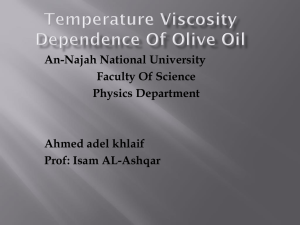 Temperature viscocity Dependence of olive oil - An