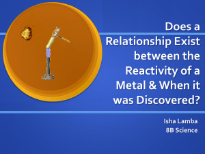 Does a Relationship Exist between the Reactivity of a Metal & When