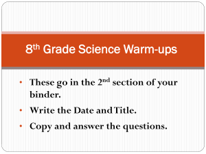 8th Grade Science Warm-ups