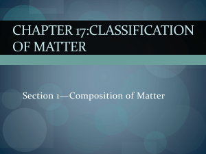 Chapter 17:classification of matter
