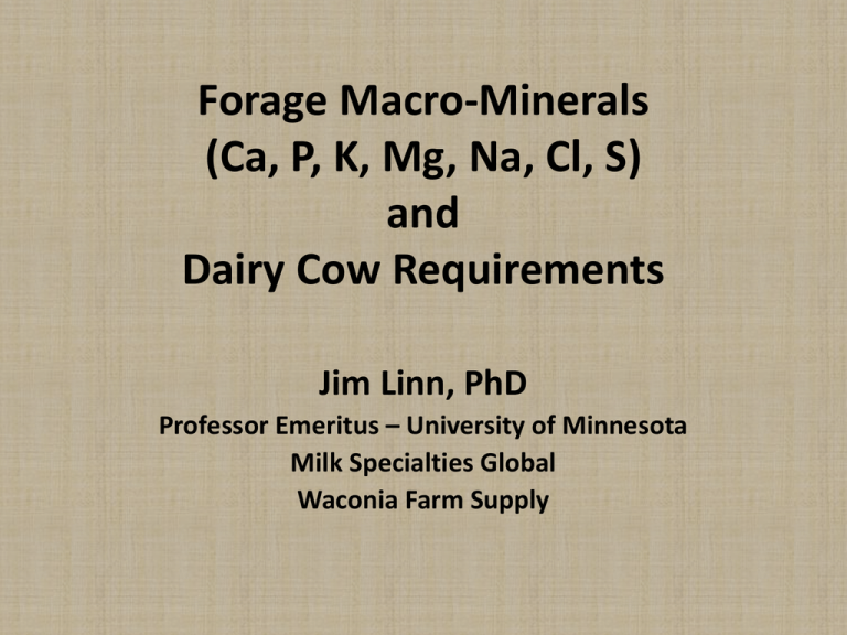 MacroMinerals in Forages and Dairy Cow Requirements