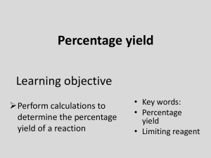 8. Percentage yield
