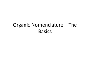 Organic Nomenclature * The Basics