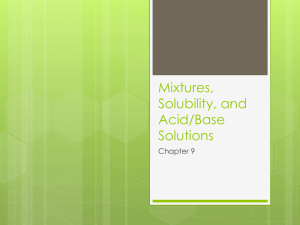 Mixtures, Solubility, and Acid/Base Solutions