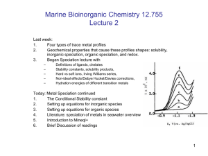 (Marine Bioinorganic Chemistry) 12.755 Lecture 2