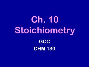 Chapter 10: Stoichiometry: Quanities in Chemical Reactions
