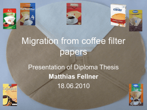 Migration from coffee filter papers