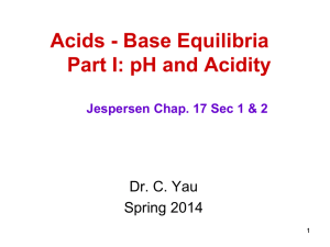Acid-Base Equilibria Part I
