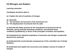 Inorganic chemistry: Nitrogen and Sulphur
