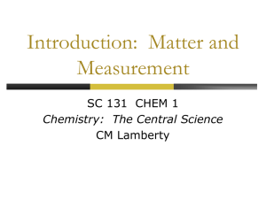 Chapter 1 Introduction Matter and Measurements