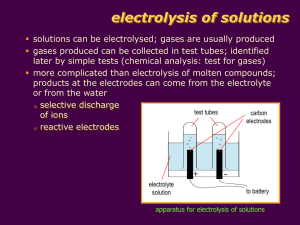 Electrolysis of solutions