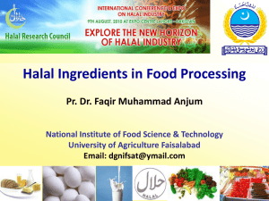 Halal Ingredients in Food Processing by Pr. Dr. Faqir Anjum