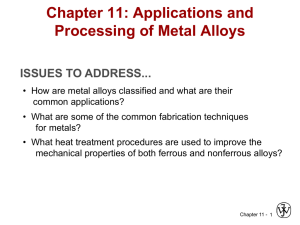 Chapter 11: Applications & Process. of Metal Alloys