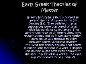 Early Greek Theories of Matter