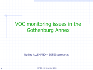 VOC monitoring issues in the Gothenburg Annex VI