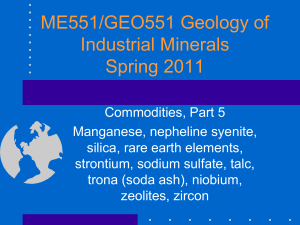 ME551/GEO551 Geology of Industrial Minerals Spring 2003