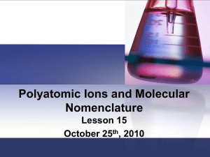 Polyatomic Ions and Molecular Nomenclature