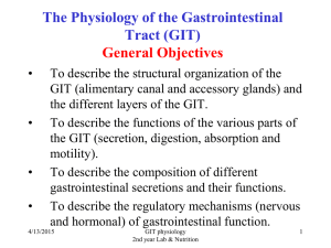 The Physiology of the Gastrointestinal Tract (GIT)