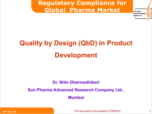 Dr N Dharmadhikari -QbD in Product Development