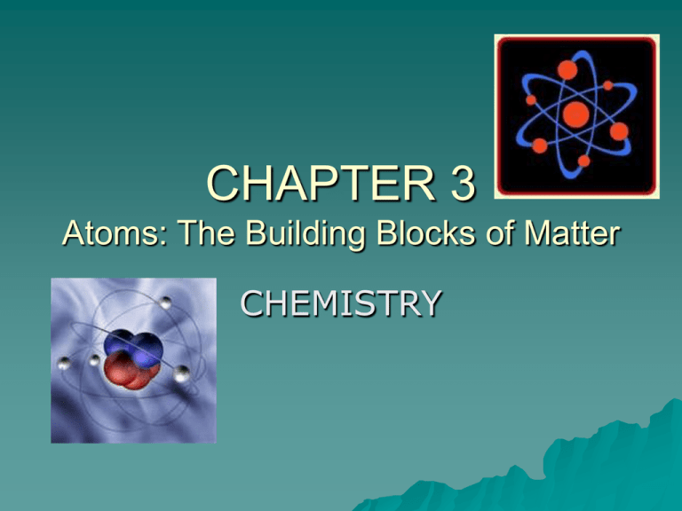 CHAPTER 3 Atoms The Building Blocks Of Matter