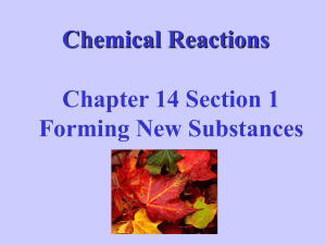 Chemical Reactions Chapter 14 Section 1 Forming New Substances
