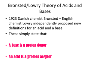 Bronsted/Lowry Theory of Acids and Bases