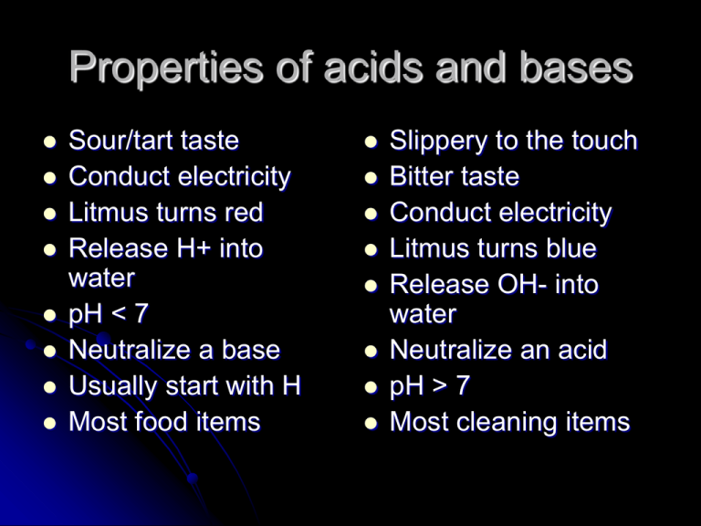 What Are 5 Physical Properties Of Acids