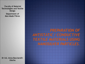 Preparation of antistatic materials using nanoAg particles.