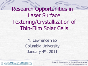 Research Opportunities in Laser Surface Texturing/Crystallization of
