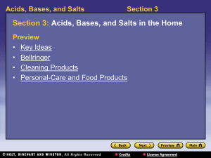 Section 3 Acids, Bases, and Salts Cleaning Products