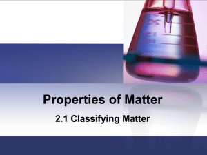 Section 2.1 Classifying Matter
