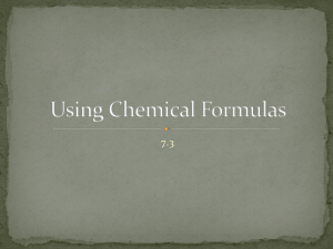 Using Chemical Formulas - Belle Vernon Area School District