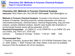 Chemistry 322: Methods in Forensic Chemical Analysis Topic 0