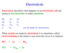 Application of Electrolytic Cells