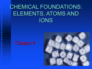 CHEMICAL FOUNDATIONS: ELEMENTS AND ATOMS