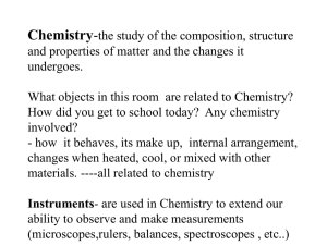 Chemistry-the study of the composition, structure and properties of