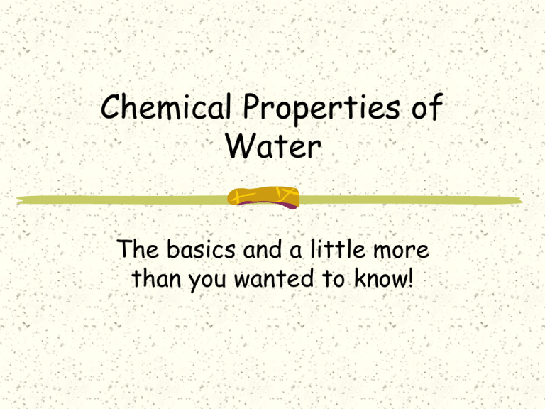 What Is Chemical Properties Of Water