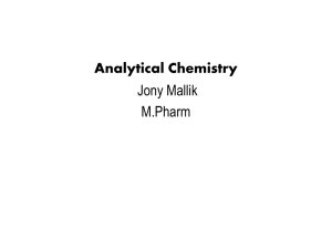 Analytical Chemistry/Pharmaceutical Analysis