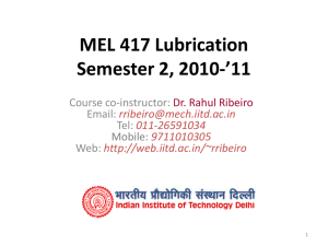 MEL 417 Lubrication Semester 2, 2010-`11