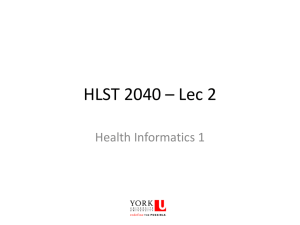 HLST 2040 * Lec 1